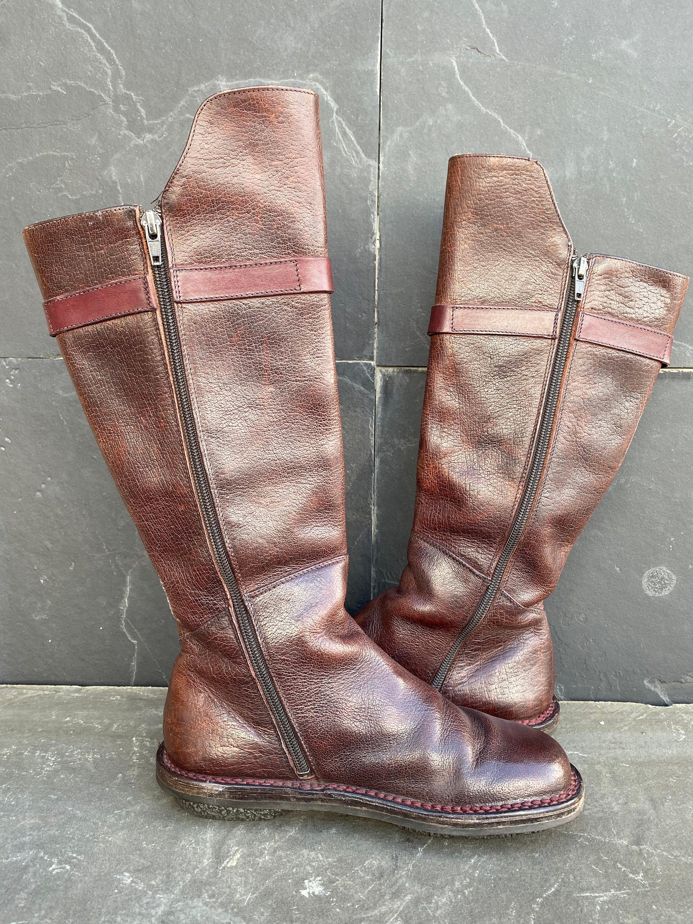 Trippen Warrior Crusader Brown Boots Comfort Boho Leather Tall Sz 