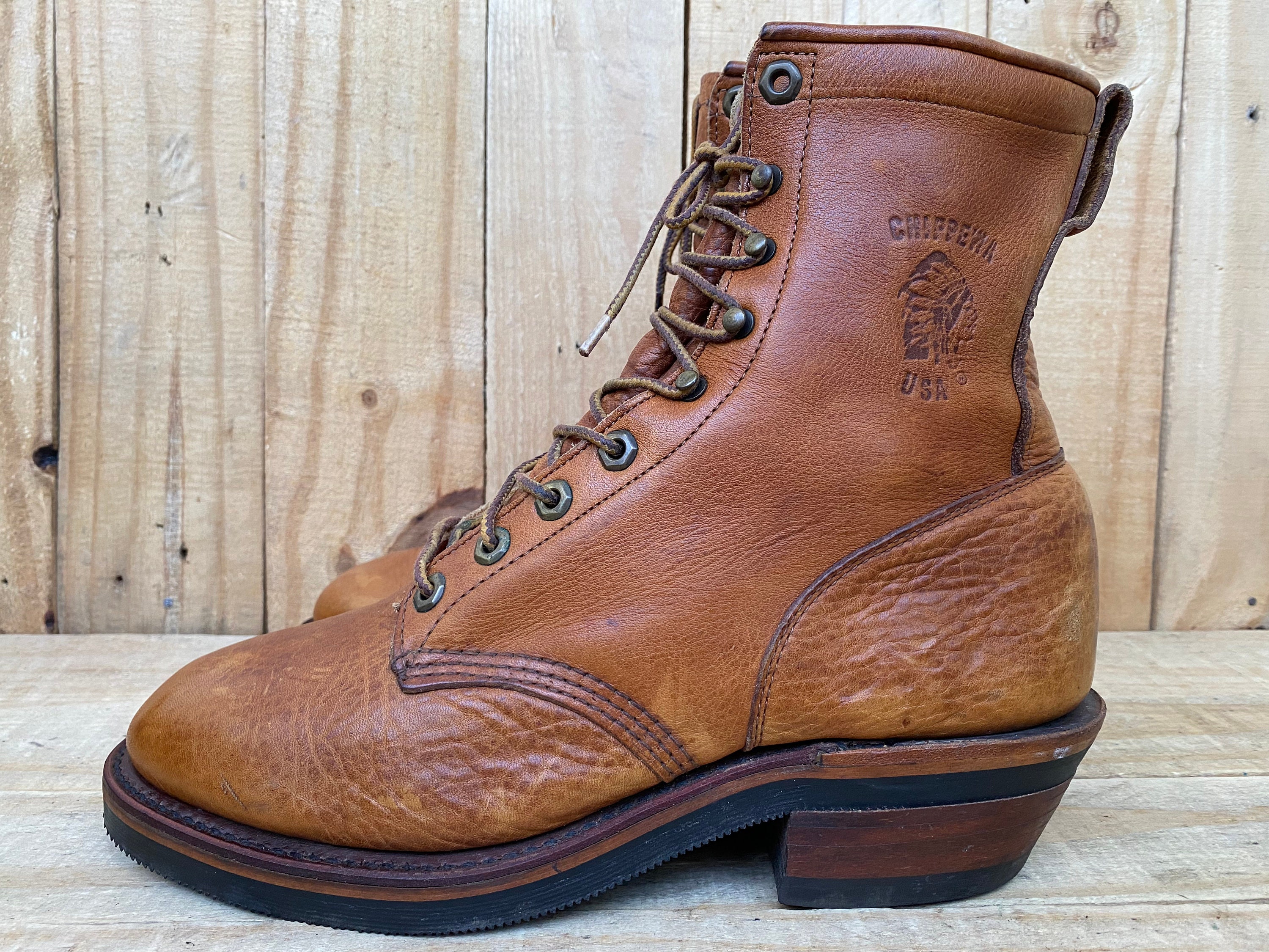 CHIPPEWA Herren Lace Up PACKER Western Cowboy Boots Gr. 85 Etsy