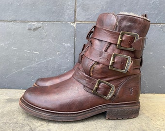 Frye women's valerie shearling strappy ankle boot hotsell