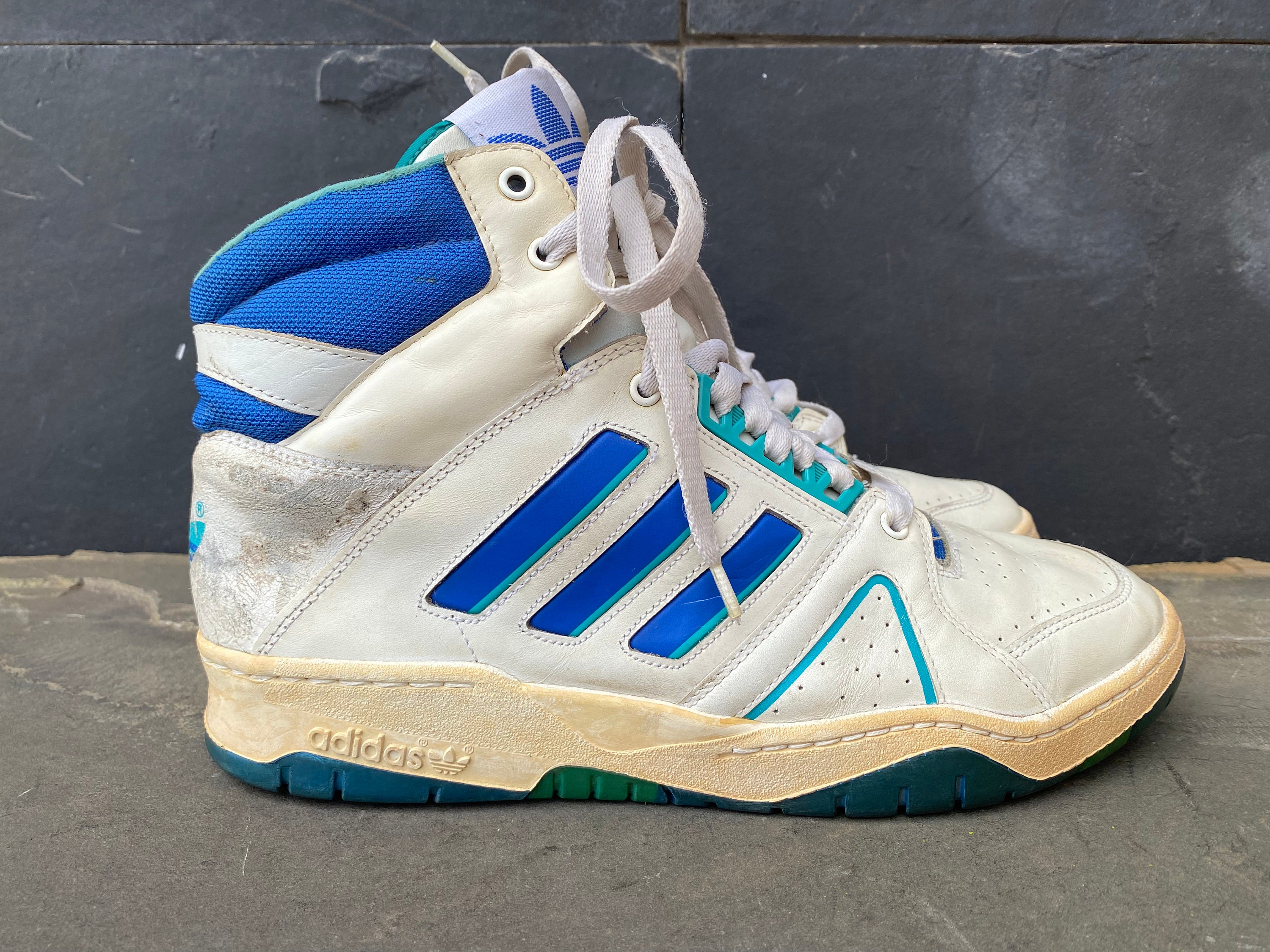 Vintage Adidas Decade Basketball Boots Sneakers Hi Top Leather Original  80's 423
