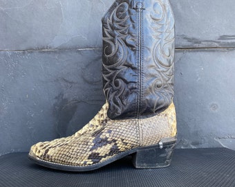 ACME Vintage Men Exotic Python Snakeskin  Western Cowboy Boots USA Made Sz 9.5 D