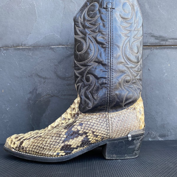 ACME Vintage Men Exotic Python Snakeskin  Western Cowboy Boots USA Made Sz 9.5 D