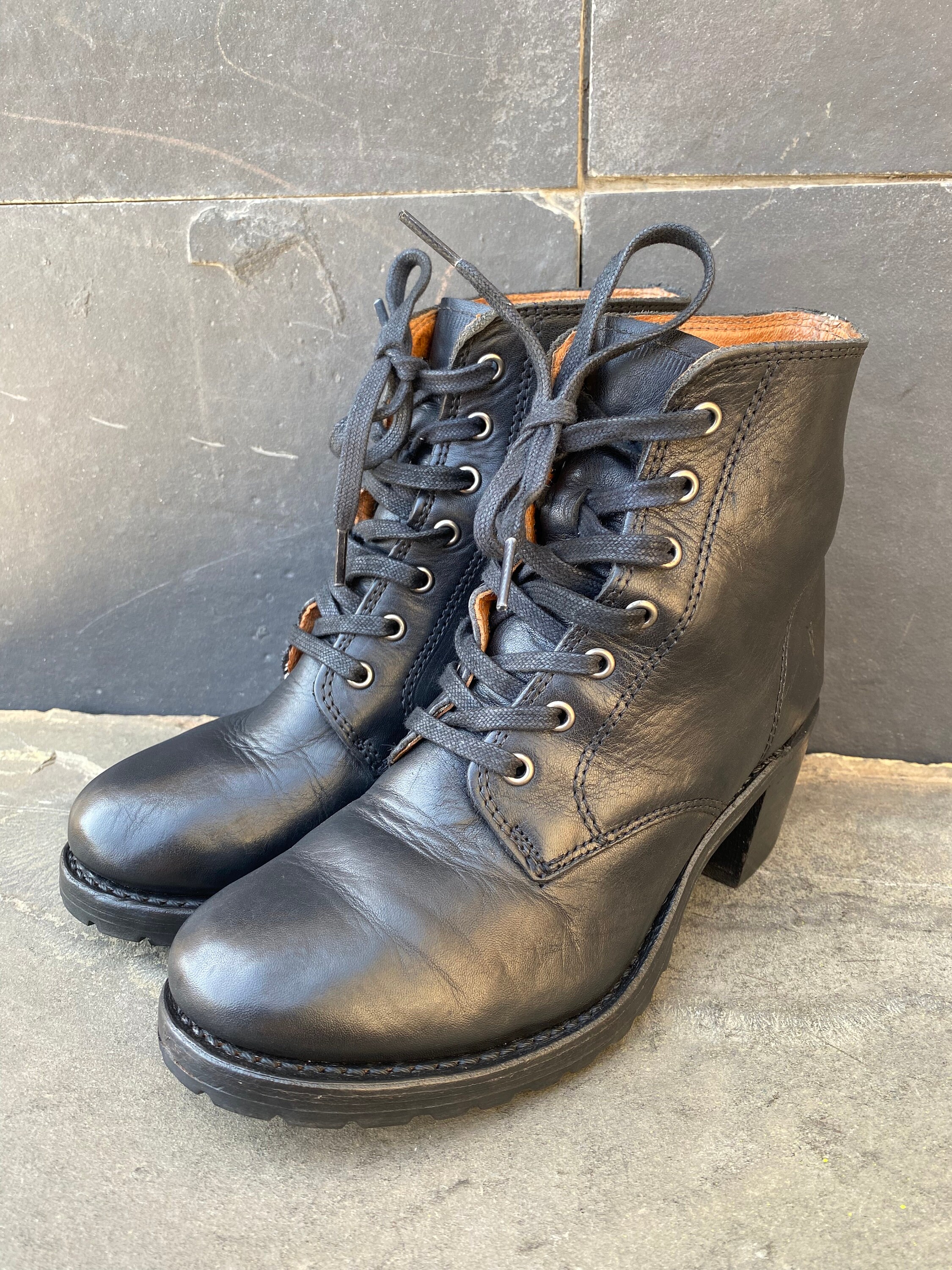 Frye black sale lace up boots