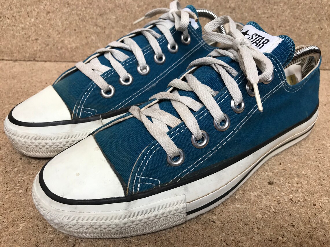 Vintage 80s Converse All Star Chuck Taylor Low Top Blue Sz 5.5 Etsy