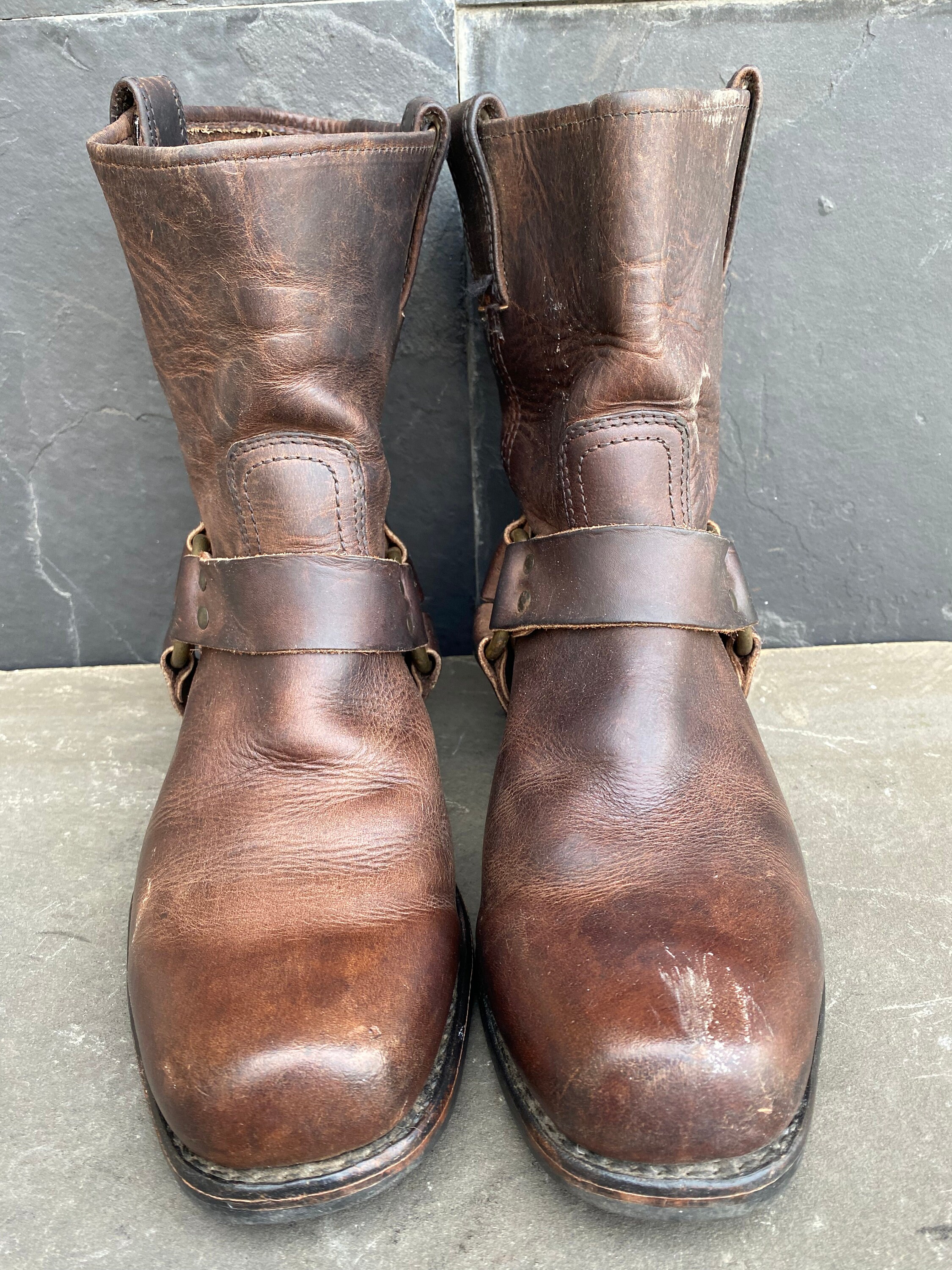 Frye Men Harness Short Square Toe Boots USA Brown Oil Etsy
