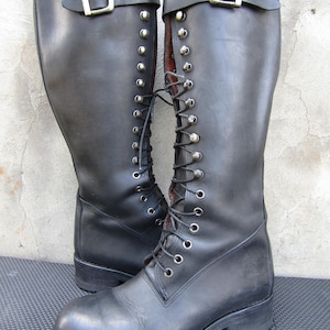 Vintage hoge leren laarzen dames veterschoenen hoog 17-gaats stalen neus Biker Engineer Moto - VK 4 | VS 7