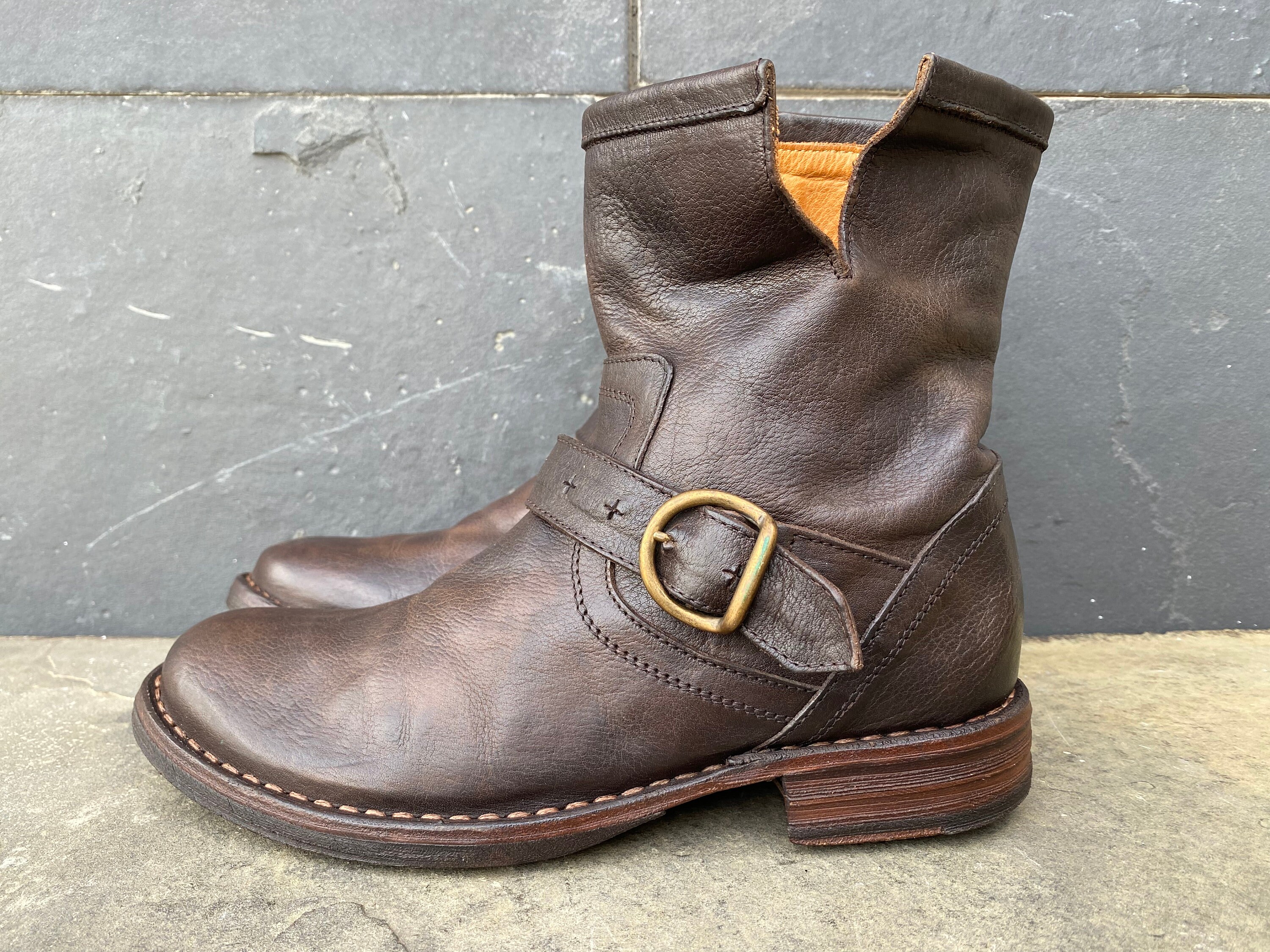 Fiorentini Baker Eli Brown Buckle Leather Boots Bootie EUR 36 US 6