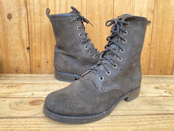 Frye Boots Mid Calf Gray Suede Combat Lace Up Boo… - image 5