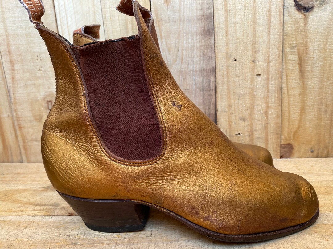 Mens Vtg RM Williams Boots Chelsea Gold Cuban Heel Sz Aus/uk 9 Etsy