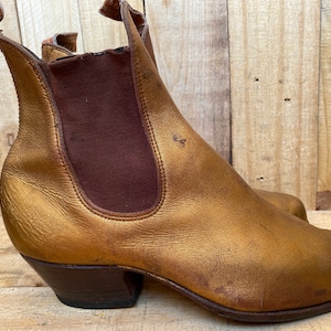 Heren Vtg RM Williams Boots Chelsea Gold Cuban Heel Sz Aus/UK 9 G || Vs 10