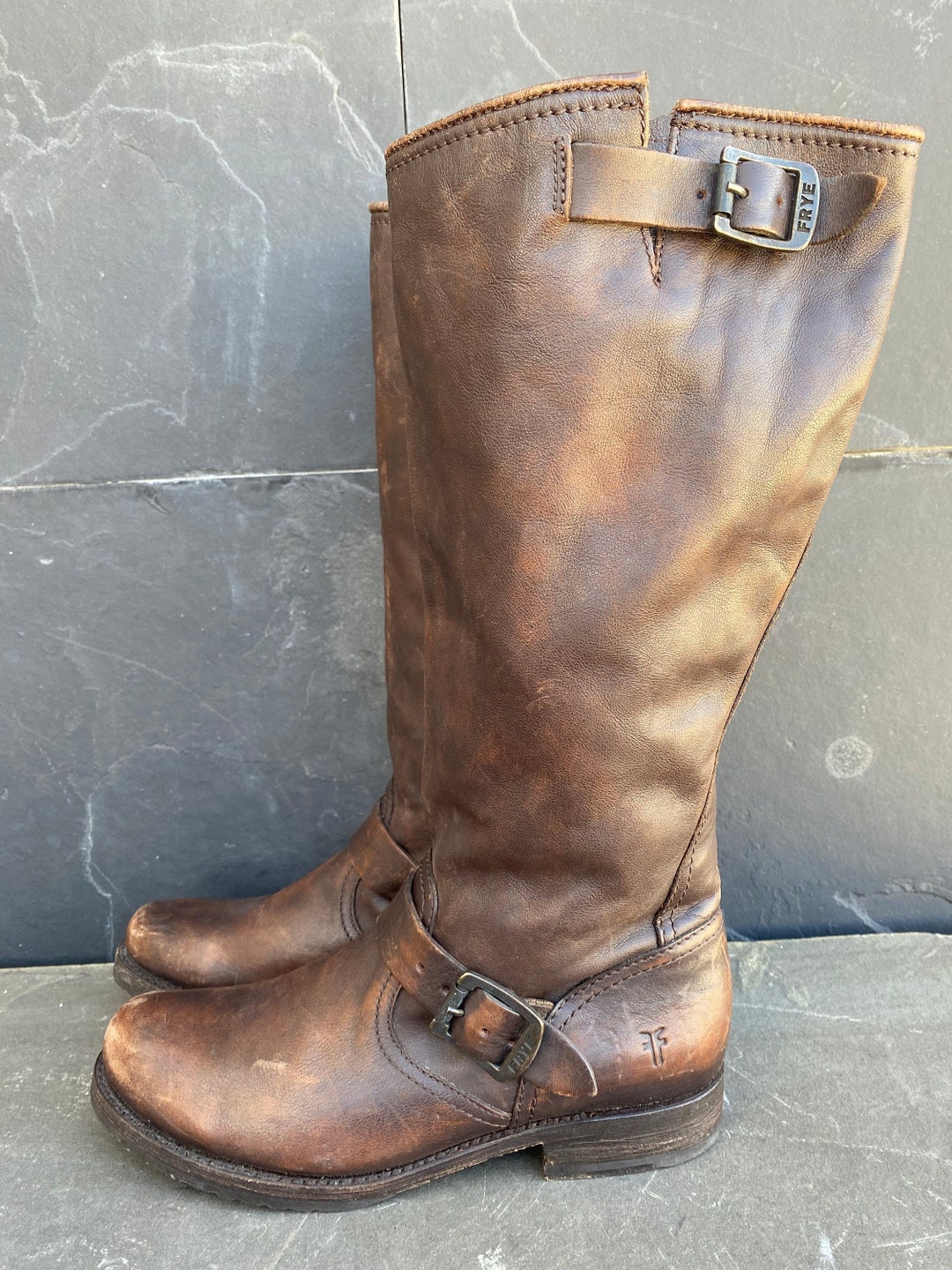 frye leather slouch boots