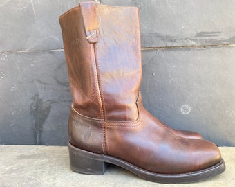 Vintage Durango Square Toe Western Brown Leather Campus Cowboy Boots Mens 12 D