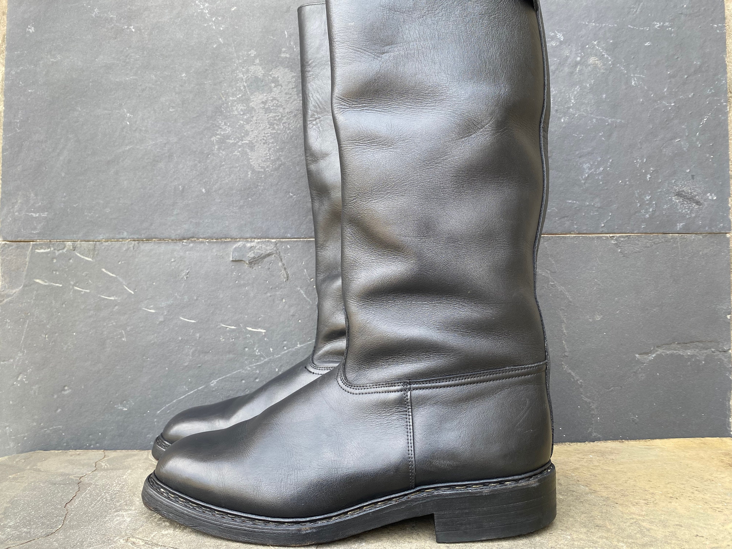 VTG Motorcycle Police Patrol State Trooper Leather Equestrian Riding Boot 10 Etsy Canada