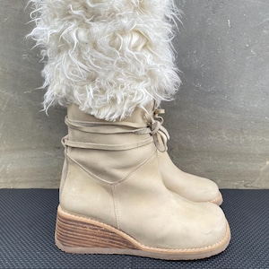Vintage jaren 90 DESTROY platform dikke laarzen vierkante neus bont EU 37 | VS 7
