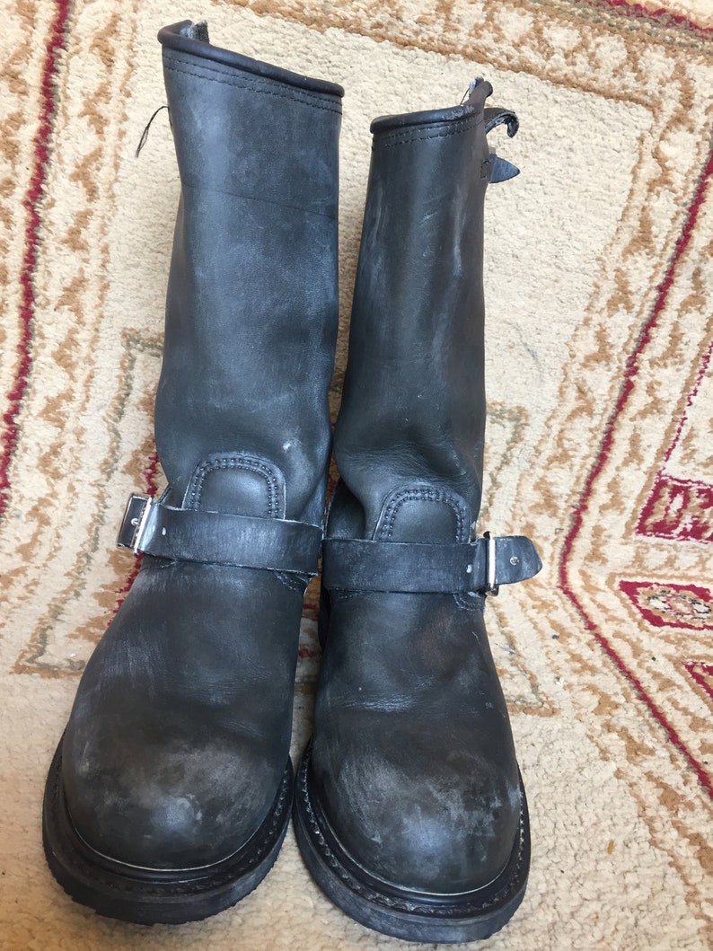 WOMEN/'S Carolina Engineer oil resistant Black Leather Motorcycle Boot Sz 8.5