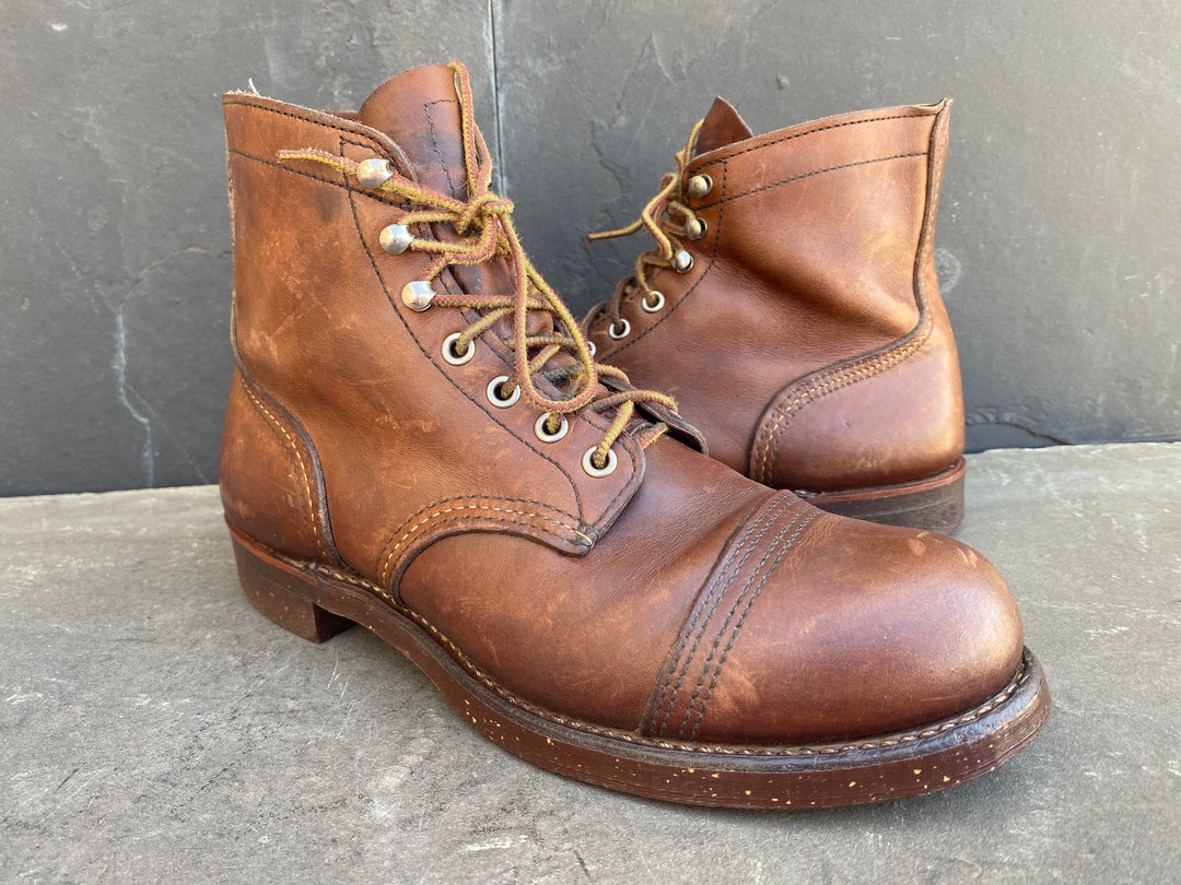 Red Wing 8111 Iron Ranger Amber Harness Cap Toe Leather Boots Sz 7.5 D