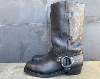 Motoman Vintage Harness Ring Boots Black  Moto Riding Square toe EU 44 | US 11