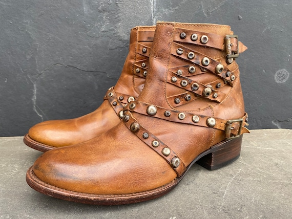 Booties with studs and buckles clearance