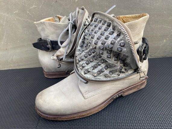 AS 98 Airstep Zipper Boho Leather Studded Gray Boots Rock Sz Eu 39 UK 6 US 9 Etsy UK
