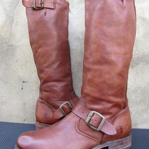 Frye Veronica Slouch bruine leren hoge rijlaars dames, maat US 8,5 B