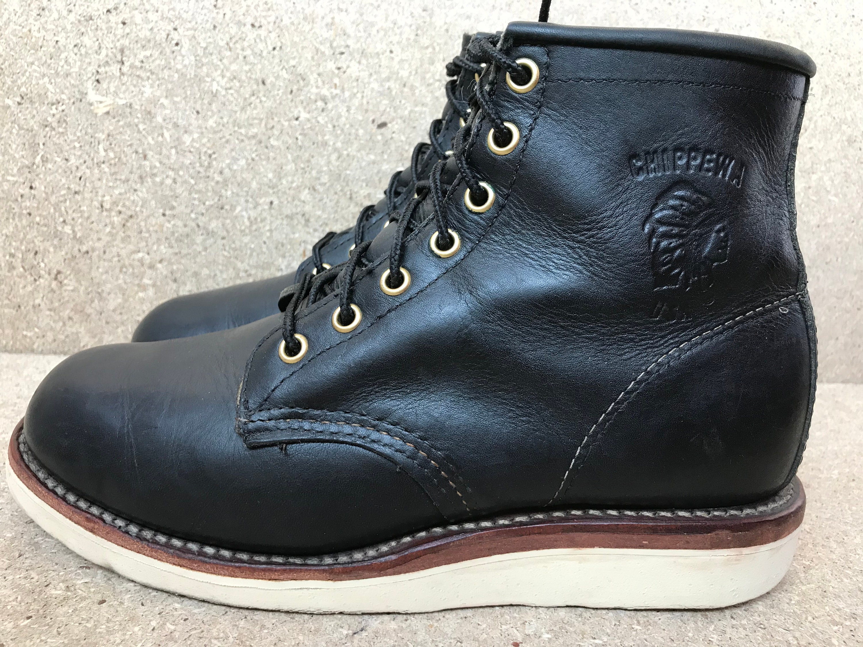 Chippewa Moc Toe Boots 6 USA Black Leather Mens 7 E | Etsy