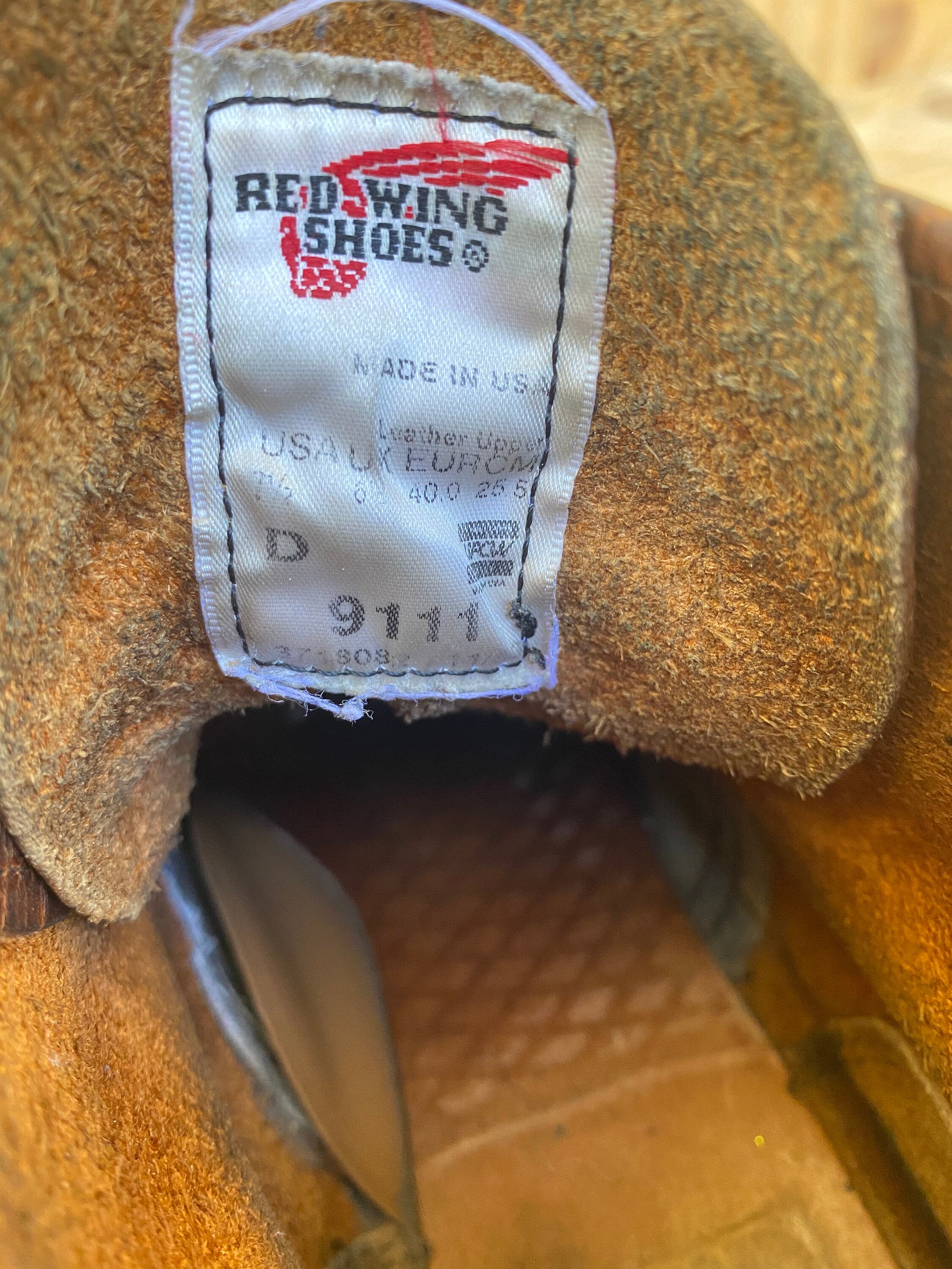 trabajo de cuero hecho en USA Tamaño 8 D Zapatos Zapatos para hombre Botas Botas de trabajo y estilo militar Red Wing Round Toe #9111 Botas de cobre rugoso y resistente 