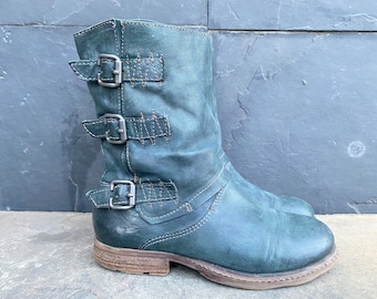 Airstep | A.S.98 Green Buckle Green Boots Moto Sz- EUR 37 | US 6.5-7 | UK 4