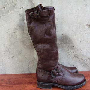 FRYE-laarzen 'Veronica' hoge bruine leren slouchy motorlaarzen dames maat 5,5 B