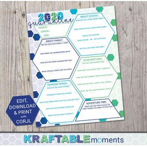 Schulerinnerungen * Last Day of School * School Scrapbook * Hex Set - 2020 Quarantäne-Fragebogen