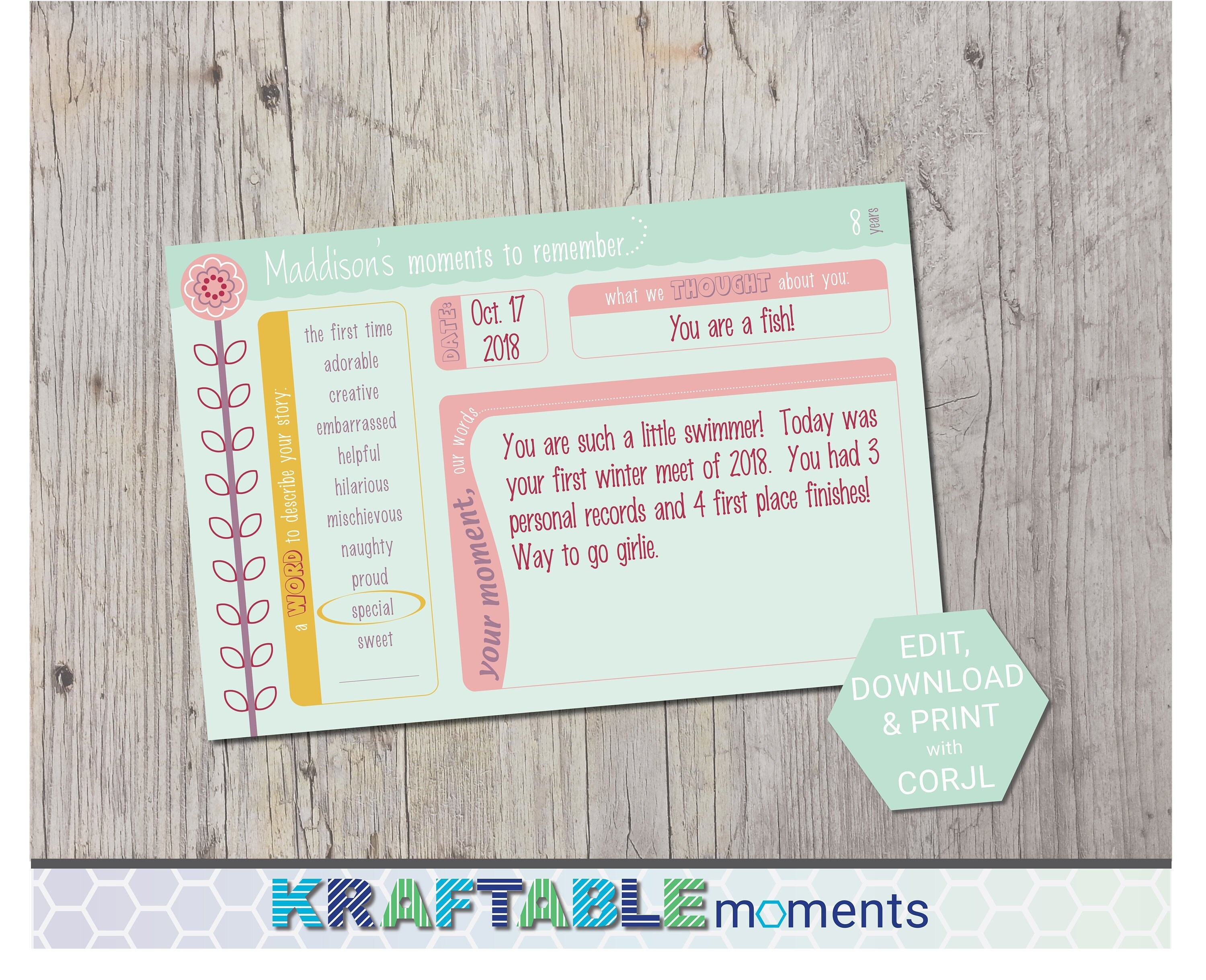 Teal Memory Teal Flower - Memory Card - Etsy