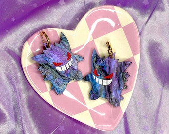 Gengar Pokémon Glitter Marble Acrylic Earrings