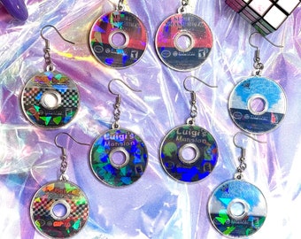 Nintendo Gamecube Disc Rainbow Holo Acrylic Earrings
