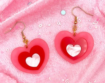 PPG Girl Power Acrylic Heart Earrings
