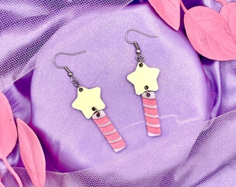 Kirby Star Rod Magic Wand Acrylic Earrings