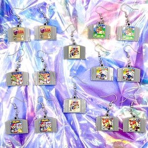 Pendientes Acrílico Cartucho Nintendo 64