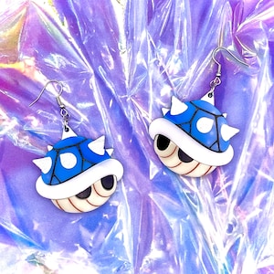 Mario Kart Blue Shell Item Acrylic Earrings