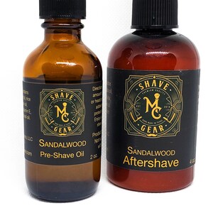 Shave Duo - Sandalwood Scent - Eliminate Razor Bump and Burn - Pre-shave and Aftershave for Men With Hemp Seed Oil, Jojoba Oil and Aloe Vera
