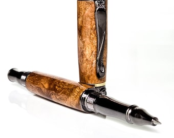 Hand Turned Burl Wood Rollerball Pen – Broadwell Style Writing Pen – Executive Gift – Handmade