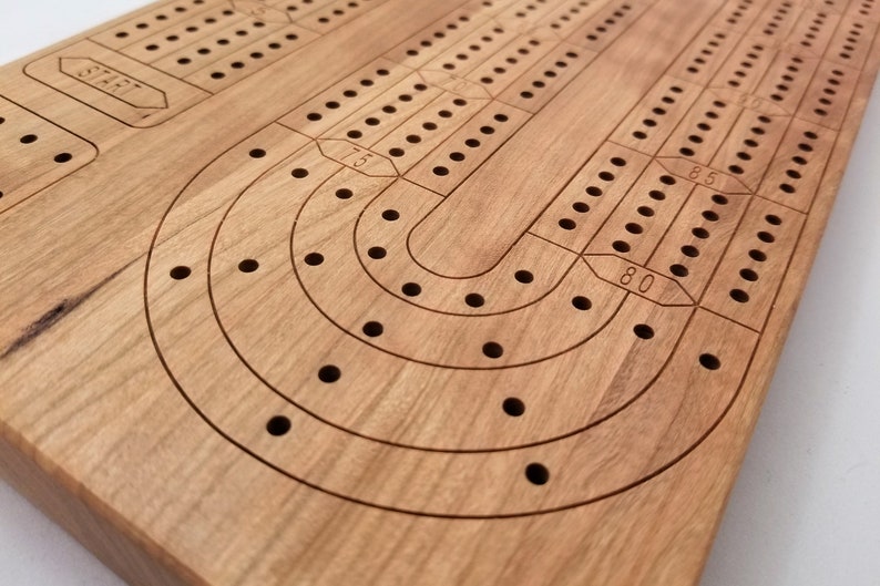 Custom Cherry Wood Cribbage Board Rustic 120 Hole Four Etsy