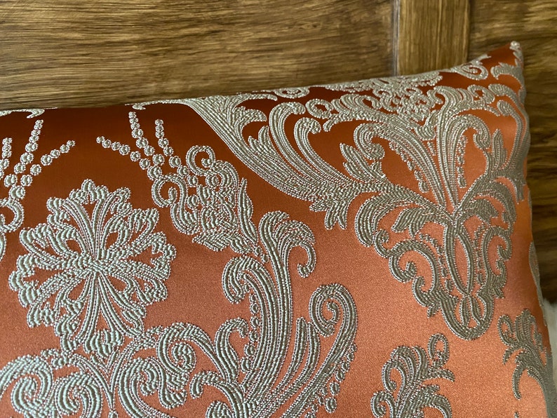 edle Jacquard Royal terracotta/beige Kissenhülle edel und elegant gewebte klassische Ornamente luxery Cover pillow, Dekokissenhülle Bild 3