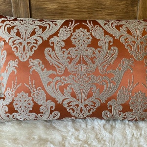 edle Jacquard Royal terracotta/beige Kissenhülle edel und elegant gewebte klassische Ornamente luxery Cover pillow, Dekokissenhülle Bild 1