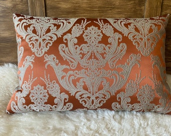 edle Jacquard Royal terracotta/beige Kissenhülle - edel und elegant gewebte klassische Ornamente luxery Cover pillow, Dekokissenhülle