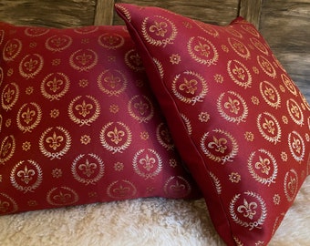 Jacquard Dekokissenhülle, Wendekissen, rot/goldig klassische Ornamente Barock - edel und elegant