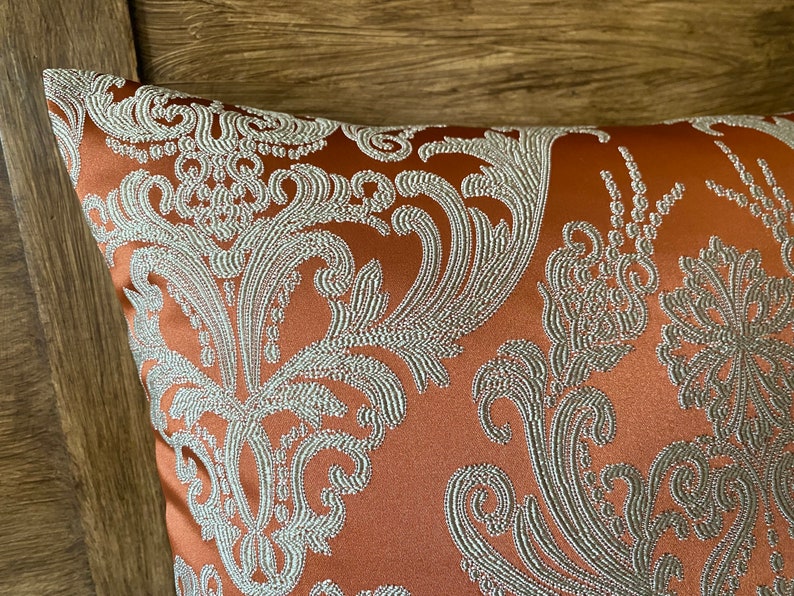 edle Jacquard Royal terracotta/beige Kissenhülle edel und elegant gewebte klassische Ornamente luxery Cover pillow, Dekokissenhülle Bild 5