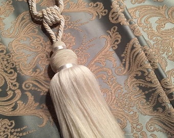Elegant white tassel, large, curtain tieback