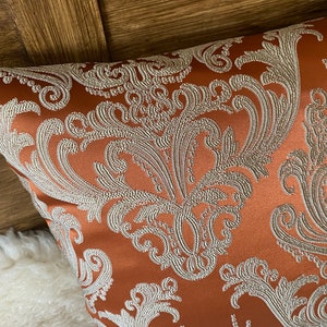 edle Jacquard Royal terracotta/beige Kissenhülle edel und elegant gewebte klassische Ornamente luxery Cover pillow, Dekokissenhülle Bild 8