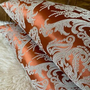 edle Jacquard Royal terracotta/beige Kissenhülle edel und elegant gewebte klassische Ornamente luxery Cover pillow, Dekokissenhülle Bild 6