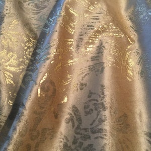 Velvet Velour Antique 230 x 140 cm - beige/gold glossy, decorative fabric with gold print, medieval, baroque, velvet, baroque (colour 21)