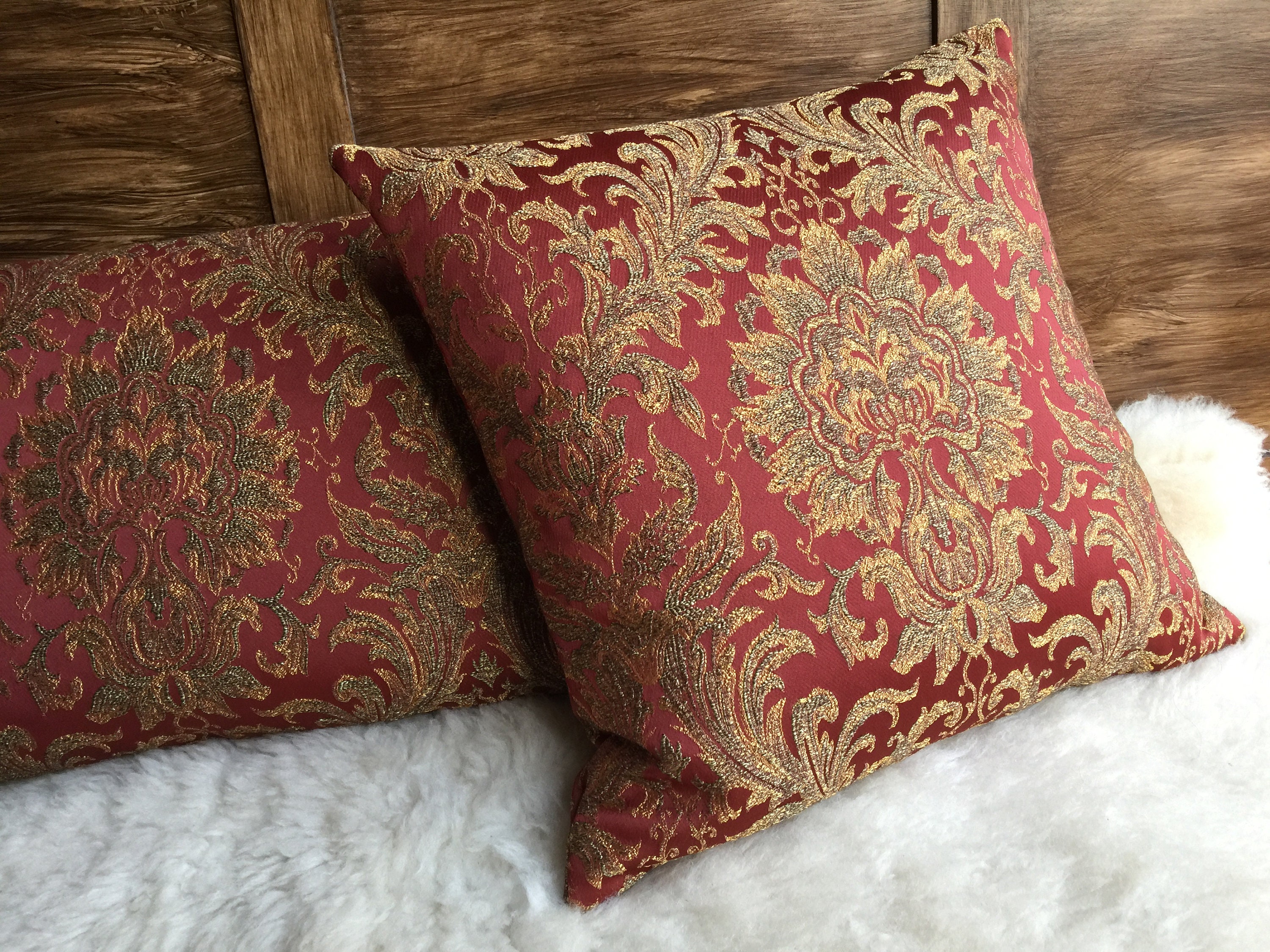 Elegant jacquard decorative pillow case Elite red /brown/ Etsy