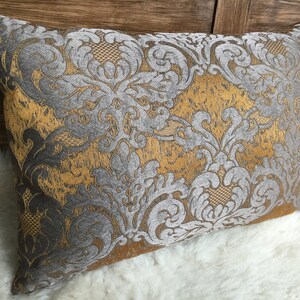 Jacquard Shabby decorative cushion cover - noble and elegant, yellow gold/beige, high-quality designer fabric, classic ornaments, Cover pillow